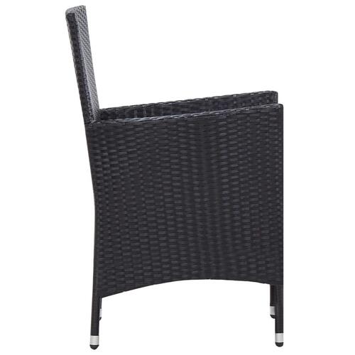Udendørs spisebordssæt 7 dele polyrattan sort