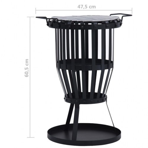 Bålkurv til haven med grill 47,5 cm stål