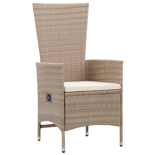 Udendørsstole 2 stk. med hynder polyrattan beige