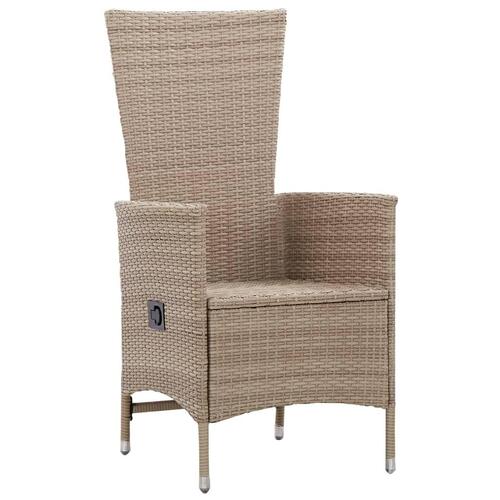 Udendørsstole 2 stk. med hynder polyrattan beige