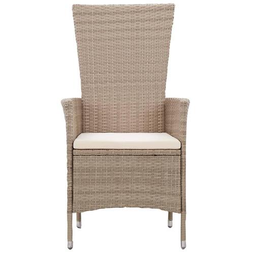 Udendørsstole 2 stk. med hynder polyrattan beige
