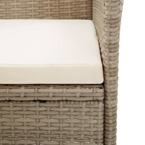 Udendørsstole 2 stk. med hynder polyrattan beige
