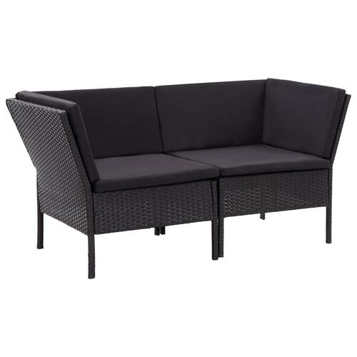 Haveloungesæt 6 dele med hynder polyrattan sort