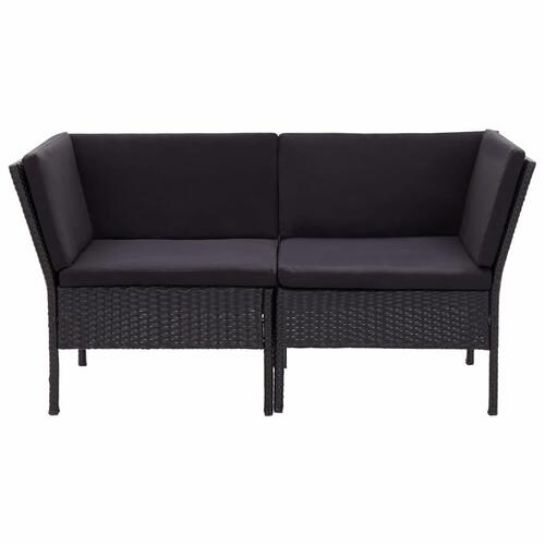 Haveloungesæt 6 dele med hynder polyrattan sort