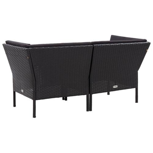 Haveloungesæt 6 dele med hynder polyrattan sort