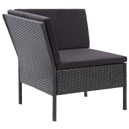 Haveloungesæt 6 dele med hynder polyrattan sort