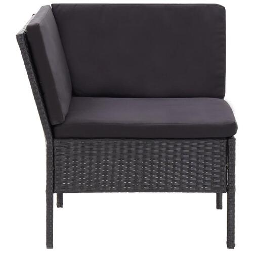 Haveloungesæt 6 dele med hynder polyrattan sort