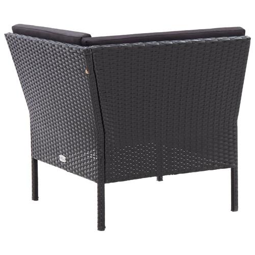 Haveloungesæt 6 dele med hynder polyrattan sort