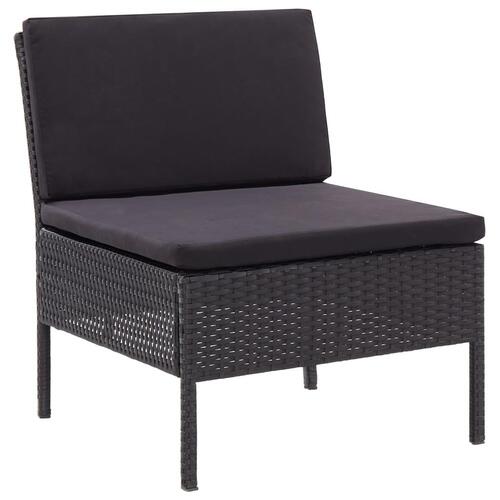 Haveloungesæt 6 dele med hynder polyrattan sort