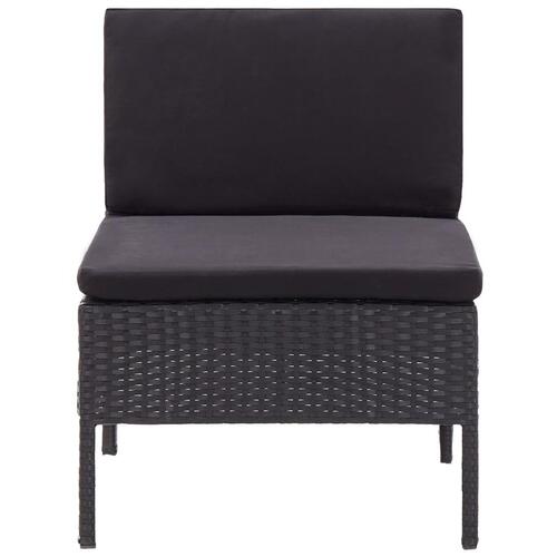 Haveloungesæt 6 dele med hynder polyrattan sort