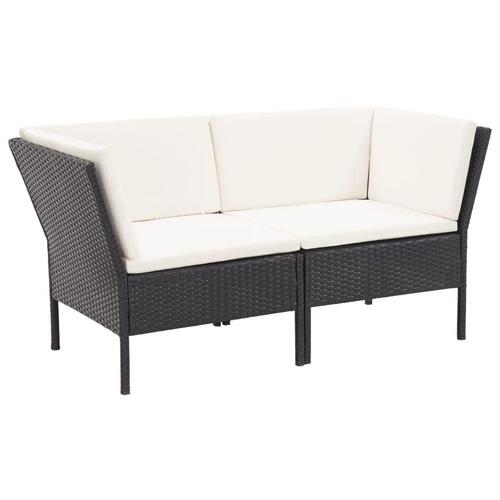 Haveloungesæt 8 dele med hynder polyrattan sort