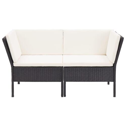 Haveloungesæt 8 dele med hynder polyrattan sort