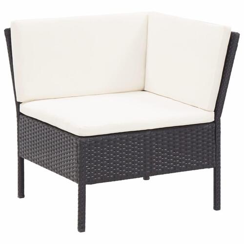 Haveloungesæt 8 dele med hynder polyrattan sort
