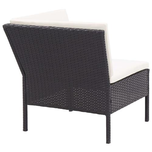 Haveloungesæt 8 dele med hynder polyrattan sort