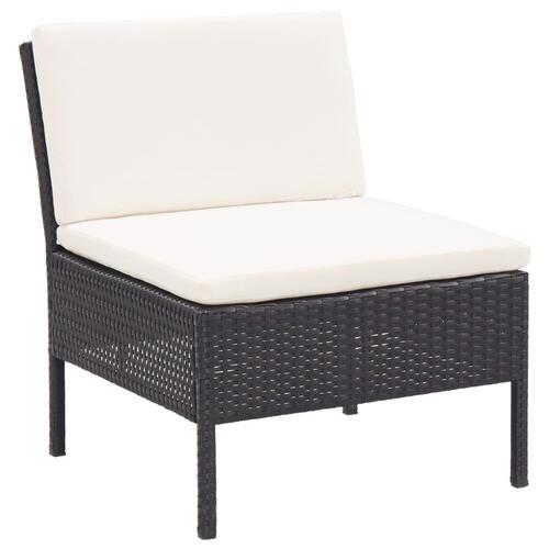 Haveloungesæt 8 dele med hynder polyrattan sort