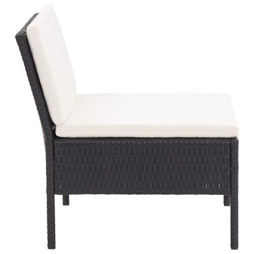 Haveloungesæt 8 dele med hynder polyrattan sort