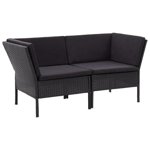 Haveloungesæt 8 dele med hynder polyrattan sort
