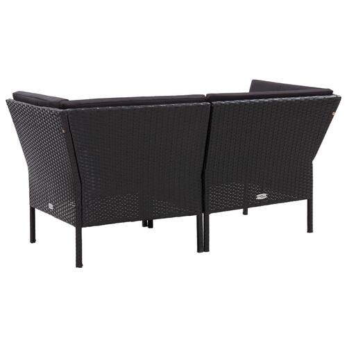 Haveloungesæt 8 dele med hynder polyrattan sort