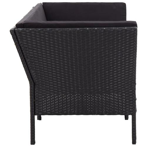 Haveloungesæt 8 dele med hynder polyrattan sort