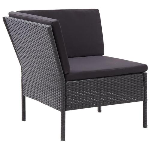 Haveloungesæt 8 dele med hynder polyrattan sort