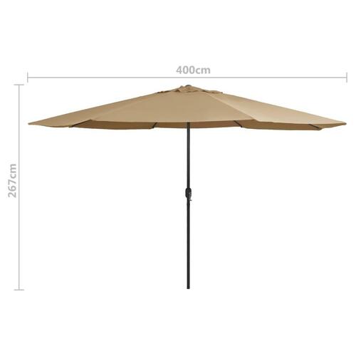 Udendørs parasol med metalstang 400 cm gråbrun