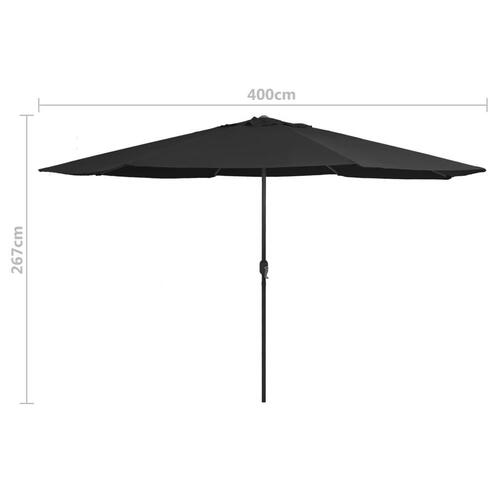 Udendørsparasol med metalstang 400 cm sort