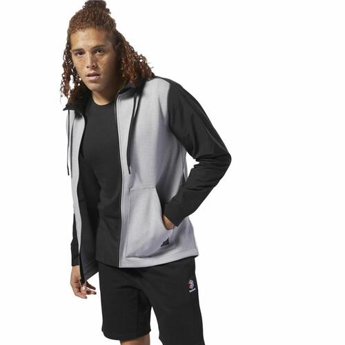Sportsjakke til Mænd Reebok Training Supply Lysegrå S