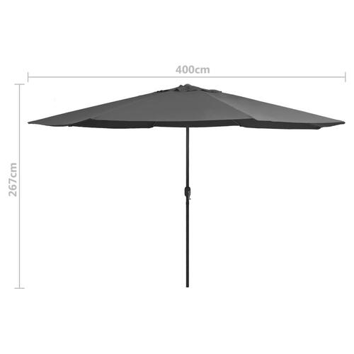 Udendørs parasol med metalstang 400 cm antracitgrå