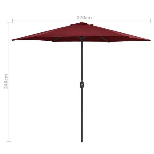 Udendørs parasol med aluminiumsstang 270x246 cm bordeauxrød