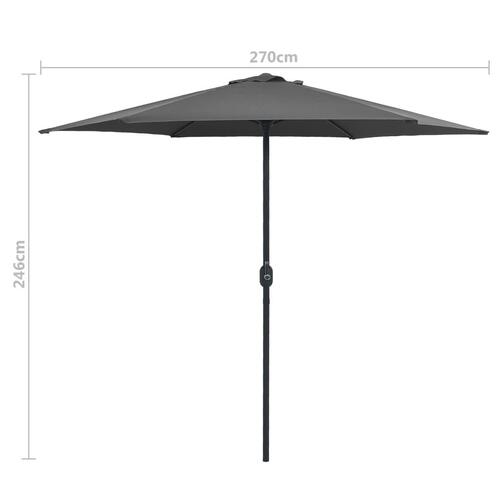 Udendørs parasol med aluminiumsstang 270x246 cm antracitgrå