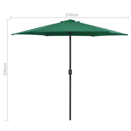 Udendørs parasol med aluminiumsstang 270x246 cm grøn