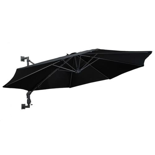 Væghængt parasol med metalstang 300 cm sort