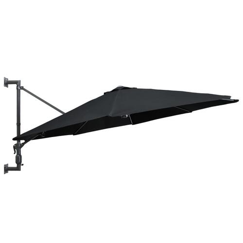 Væghængt parasol med metalstang 300 cm sort