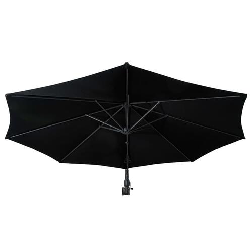 Væghængt parasol med metalstang 300 cm sort