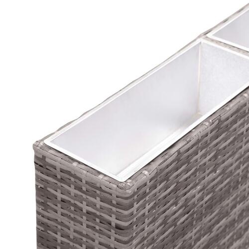 Plantekasse med 3 krukker 150x20x40 cm polyrattan grå
