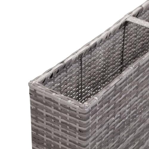 Plantekasse med 3 krukker 150x20x40 cm polyrattan grå
