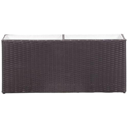 Plantekasse med 2 krukker 90x20x40 cm polyrattan sort