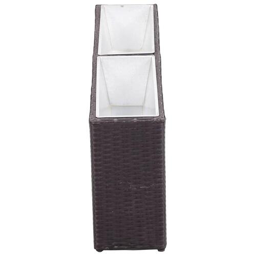 Plantekasse med 2 krukker 90x20x40 cm polyrattan sort