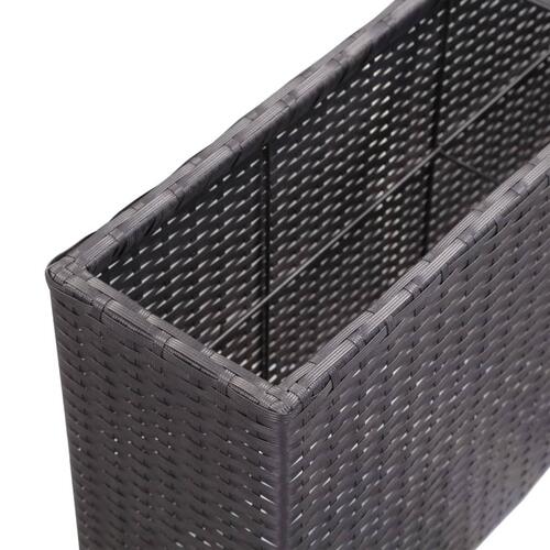 Plantekasse med 2 krukker 90x20x40 cm polyrattan sort