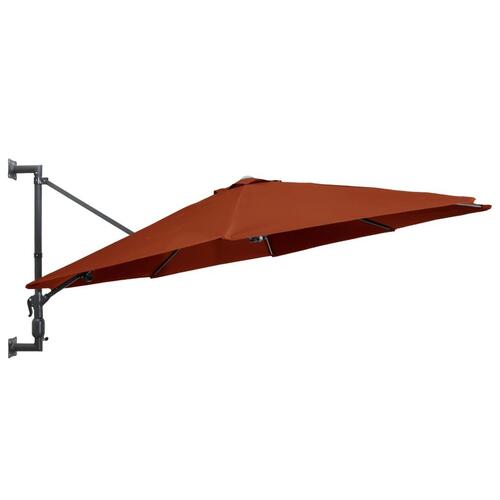 Væghængt parasol med metalstang 300 cm terracotta