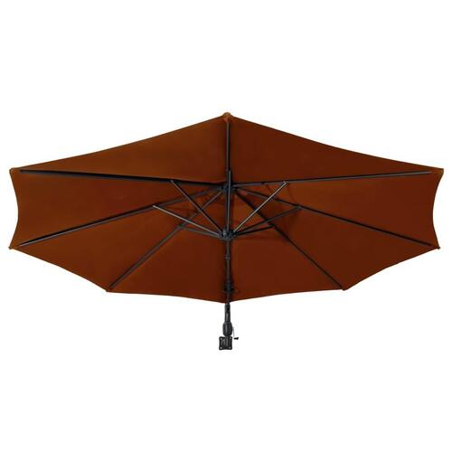 Væghængt parasol med metalstang 300 cm terracotta