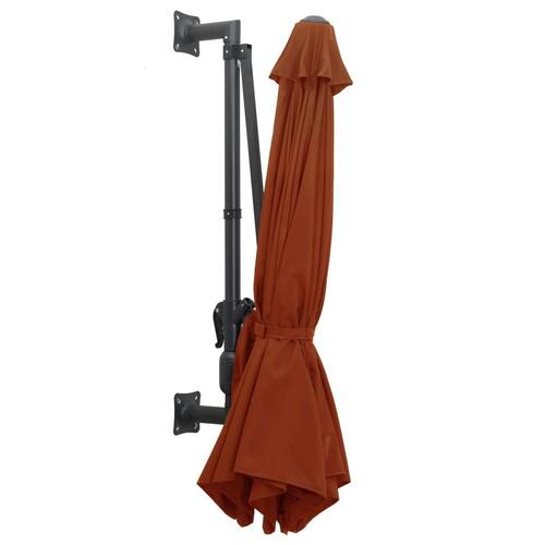 Væghængt parasol med metalstang 300 cm terracotta