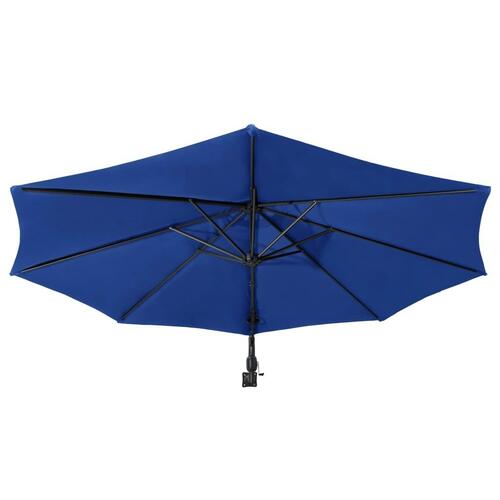 Væghængt parasol med metalstang 300 cm blå