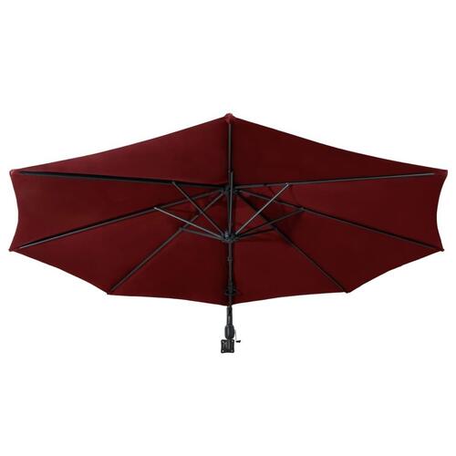 Væghængt parasol med metalstang 300 cm bordeauxfarvet