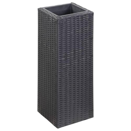 Hævede plantekasser 3 stk. polyrattan sort