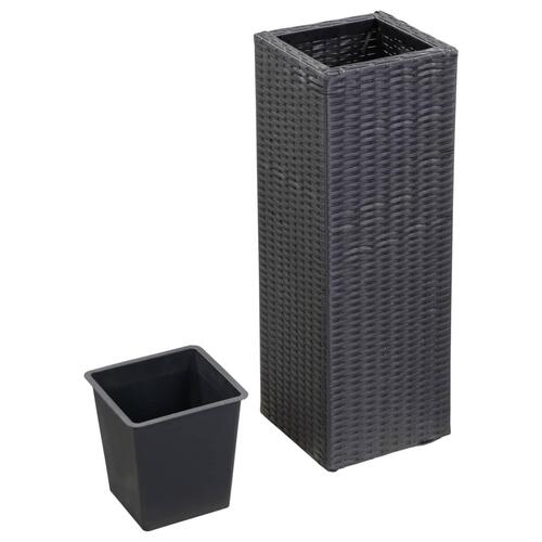 Hævede plantekasser 3 stk. polyrattan sort