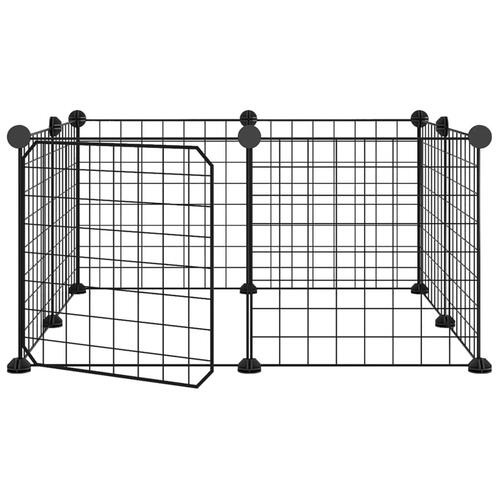 8-panels kæledyrsindhegning med låge 35x35 cm stål sort