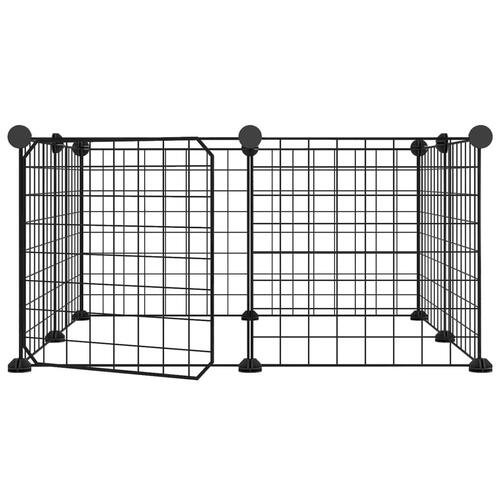 8-panels kæledyrsindhegning med låge 35x35 cm stål sort
