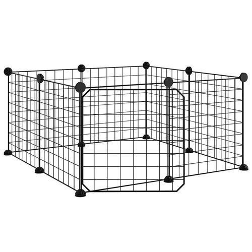 8-panels kæledyrsindhegning med låge 35x35 cm stål sort