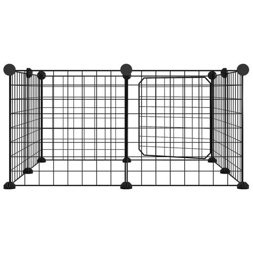 8-panels kæledyrsindhegning med låge 35x35 cm stål sort
